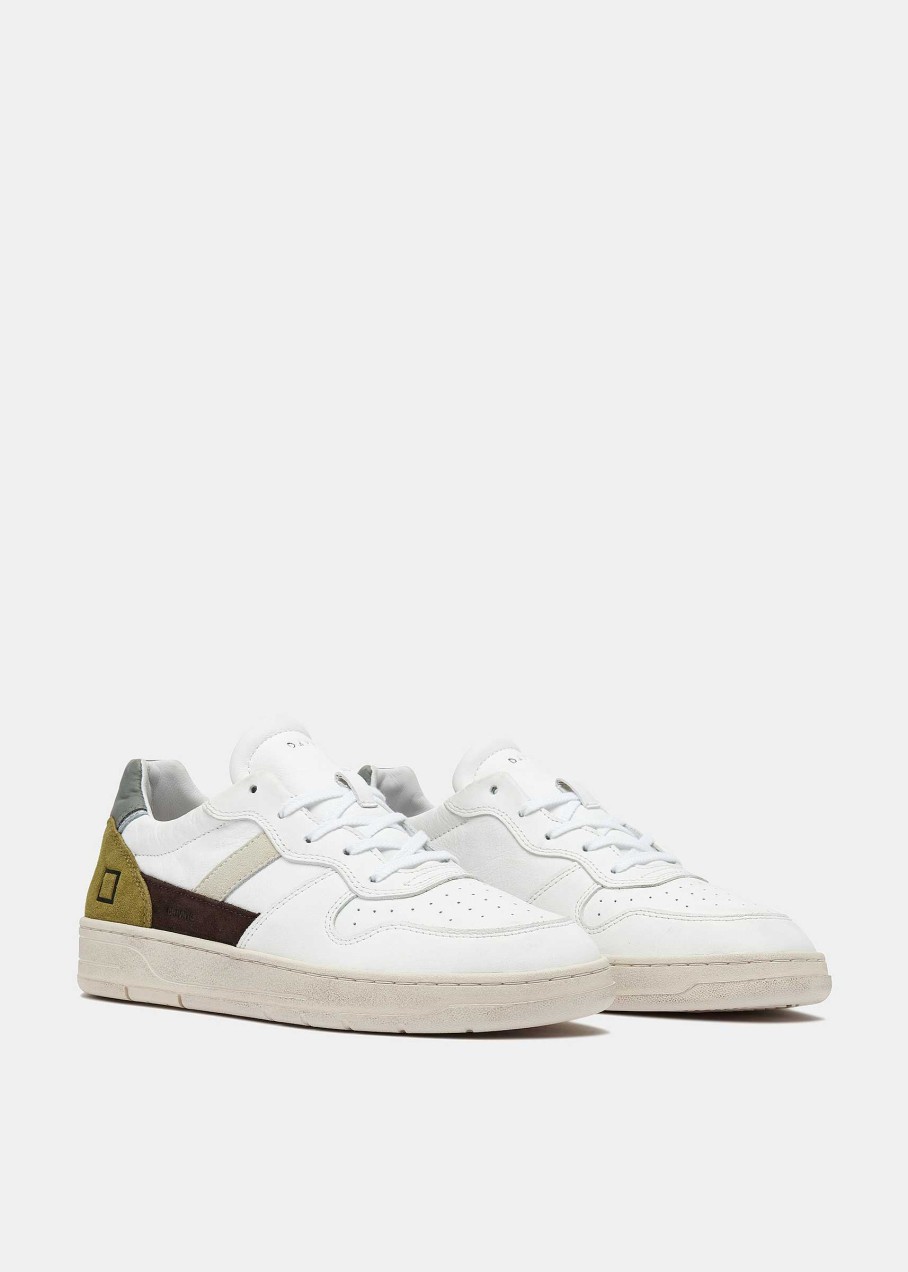 Uomo D.A.T.E. Court | Court 2.0 Vintage Calf White-Army